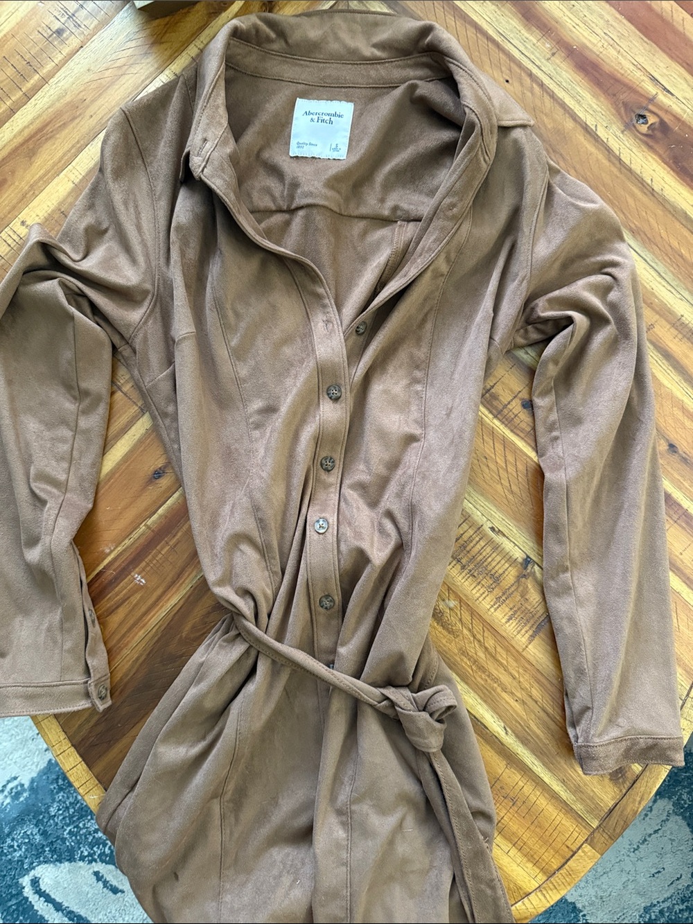 Abercrombie & Fitch Brown Tie-Waist Button Front Dress